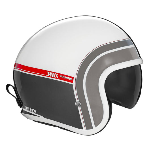 Casque Moto Jet Next Traker Blanc Rouge | NOX - LE PRATIQUE DU MOTARD