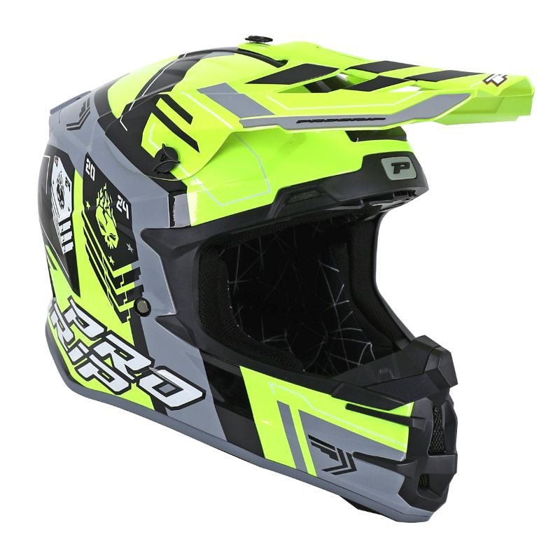 Casque Cross Adulte 3080 SPIRITS - Jaune Fluo/Gris - LE PRATIQUE DU MOTARD