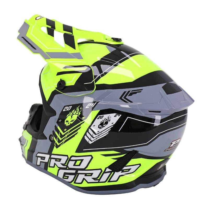 Casque Cross Adulte 3080 SPIRITS - Jaune Fluo/Gris - LE PRATIQUE DU MOTARD
