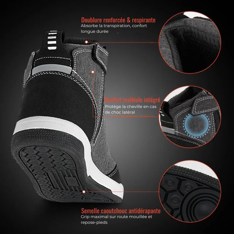 IRONRIDE™ Sneakers Moto Urbaines – Renfort Malléole & Zip - LE PRATIQUE DU MOTARD