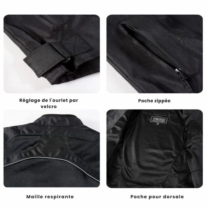 Blouson moto été Noir avec Dorsale - LE PRATIQUE DU MOTARD