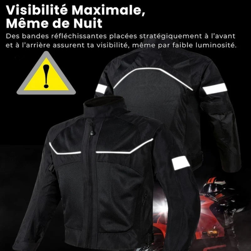 Blouson moto été Noir avec Dorsale - LE PRATIQUE DU MOTARD