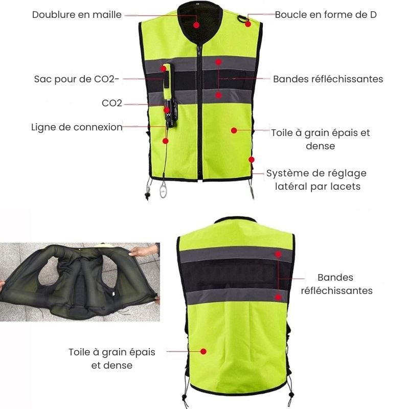 Gilet Airbag Moto | TS4 Jaune - LE PRATIQUE DU MOTARD
