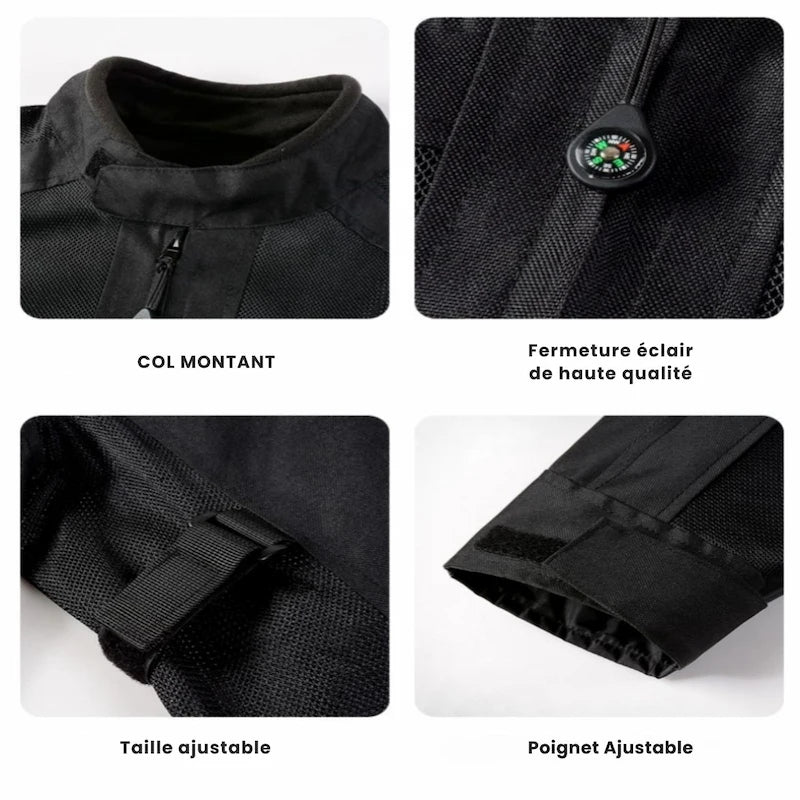 Blouson moto été Noir avec Dorsale - LE PRATIQUE DU MOTARD