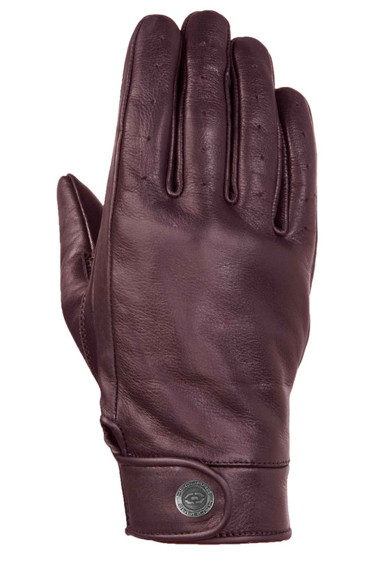 Gants Moto Femme Bordeaux — Cuir Perforé Été CE