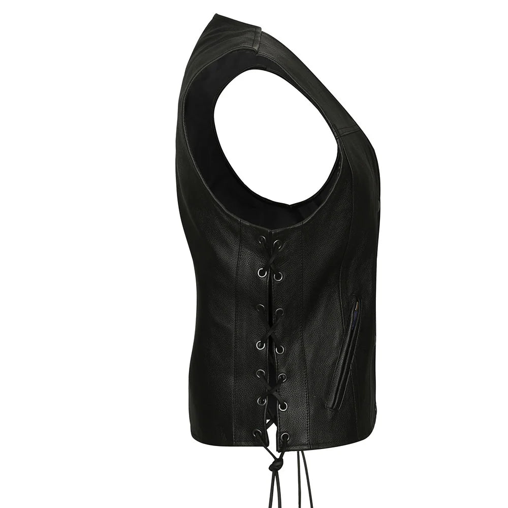 Gilet en cuir biker sans manche pour femme - LE PRATIQUE DU MOTARD