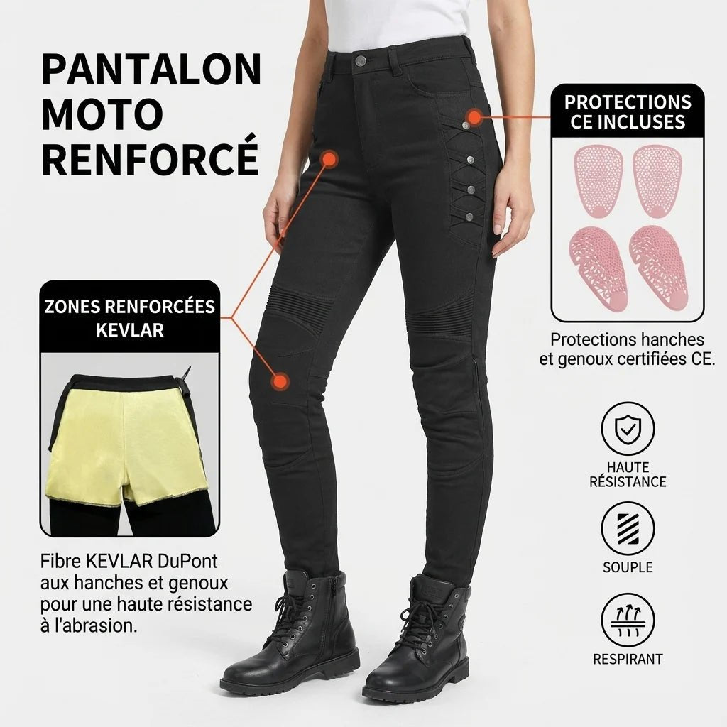 Pantalon Moto Femme Kevlar & Imperméable | RIDERIA™ - LE PRATIQUE DU MOTARD