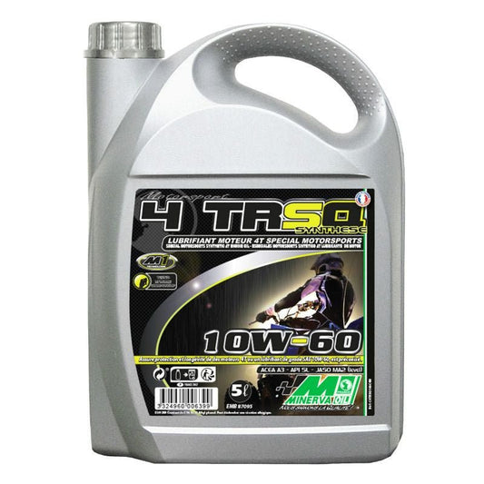 HUILE MOTEUR 4 TEMPS MINERVA QUAD 4TRSQ SYNTHESE 10W60 (5L) (100% MADE IN FRANCE) - LE PRATIQUE DU MOTARD
