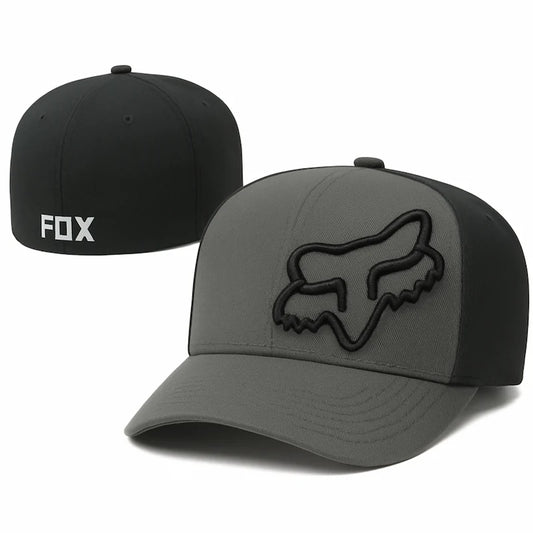Casquette Moto Fox Noir et Gris | Brodée Coton Réglable Homme Femme - LE PRATIQUE DU MOTARD