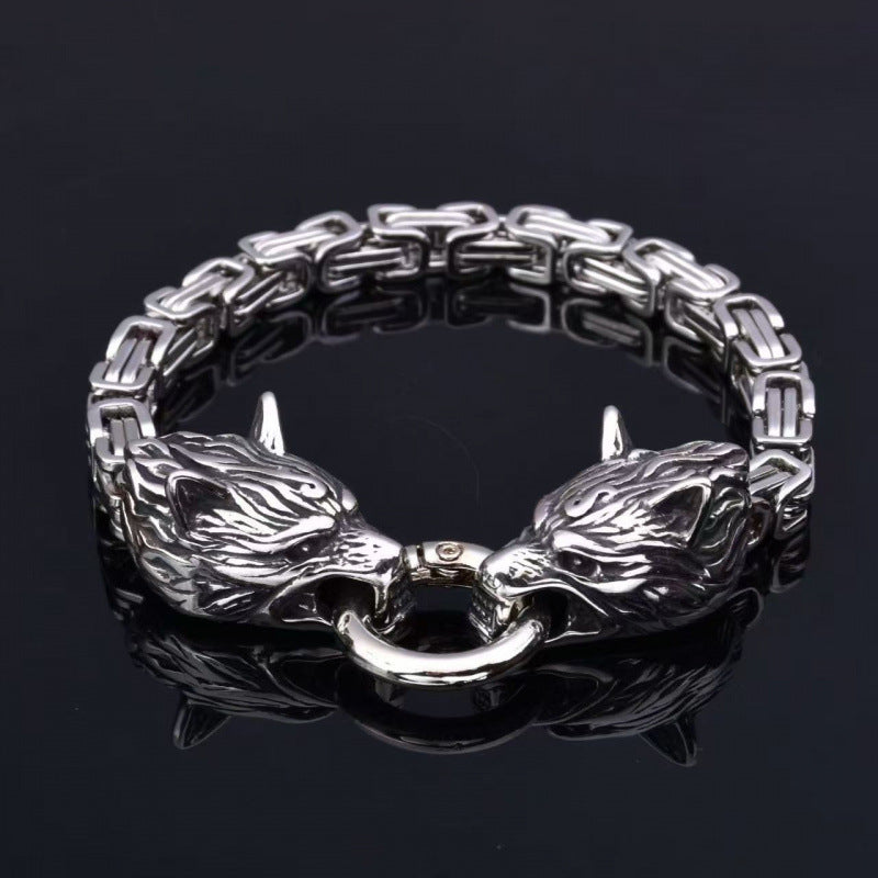 Wolf head bikers bracelets