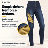 Pantalon Moto Femme JEGGINGS Taille Haute - Kevlar + Protection CE2 | RAVEN™
