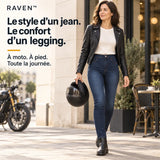 Pantalon Moto Femme JEGGINGS Taille Haute - Kevlar + Protection CE2 | RAVEN™