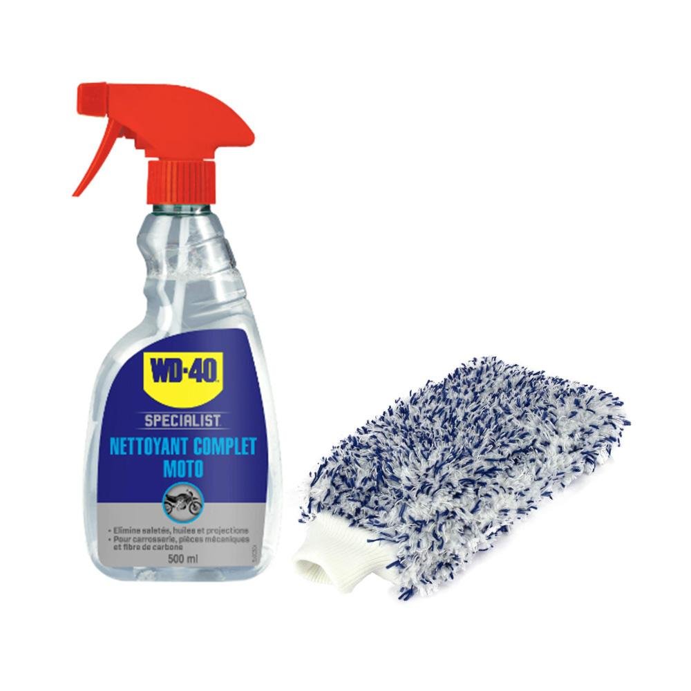 Wd40 - Kit Nettoyant Complet - Eponge Chenille + Spray Nettoyant WD - 40 - LE PRATIQUE DU MOTARD