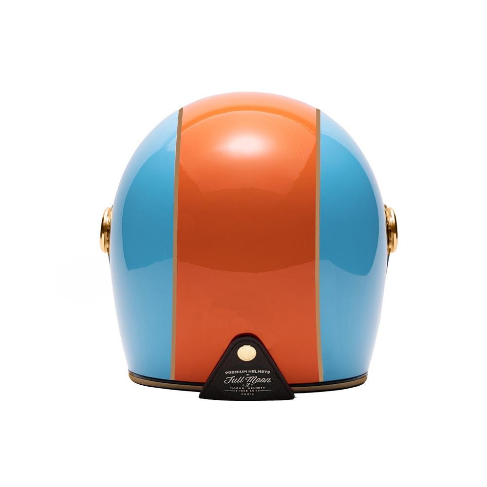 Casque moto Intégral Vintage | Marko™ FULLMOON 2 Bleu Orange - LE PRATIQUE DU MOTARD