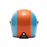 Casque moto Intégral Vintage | Marko™ FULLMOON 2 Bleu Orange - LE PRATIQUE DU MOTARD