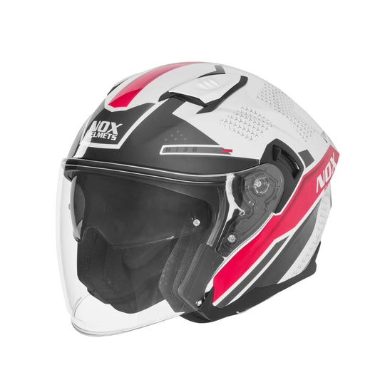Casque Moto Jet N130 Ekto Blanc Rose | NOX - LE PRATIQUE DU MOTARD
