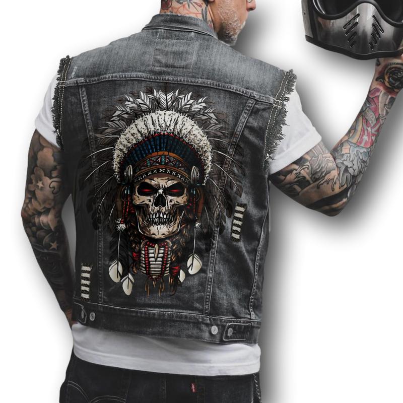 Veste Jean biker sans manche – Indian - LE PRATIQUE DU MOTARD