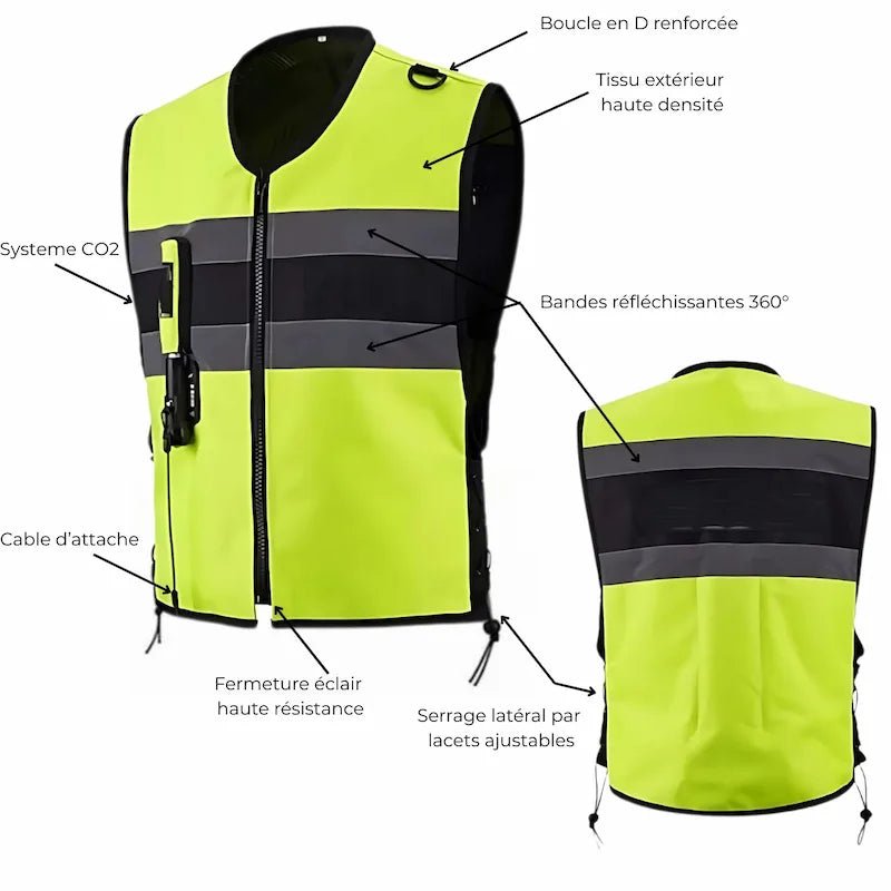 Gilet Airbag Moto | TS4 Jaune - LE PRATIQUE DU MOTARD