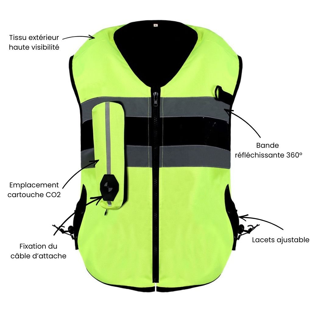 Veste Airbag Moto Haute visibilité | TS4 - LE PRATIQUE DU MOTARD