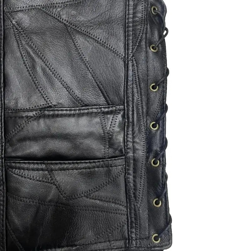 Gilet Cuir Biker Skull Calaveras - LE PRATIQUE DU MOTARD