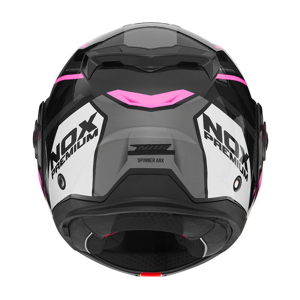Casque Moto Modulable Spinner Ark Blanc Rose Noir | NOX - LE PRATIQUE DU MOTARD