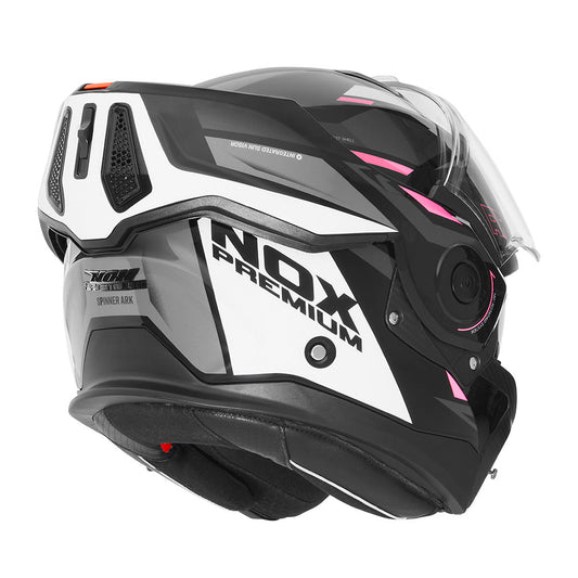 Casque Moto Modulable Spinner Ark Blanc Rose Noir | NOX - LE PRATIQUE DU MOTARD