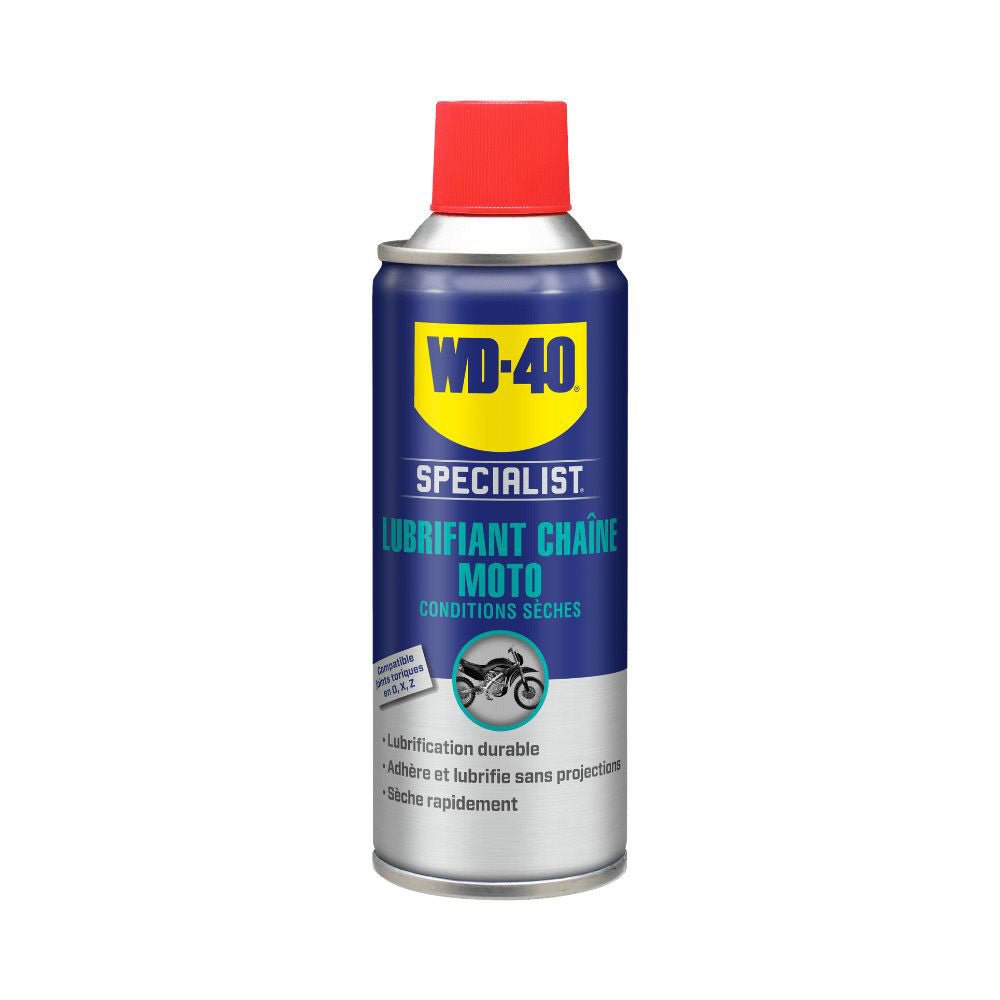 Lubrifiant Chaîne Moto WD - 40 Specialist Conditions Sèches - LE PRATIQUE DU MOTARD