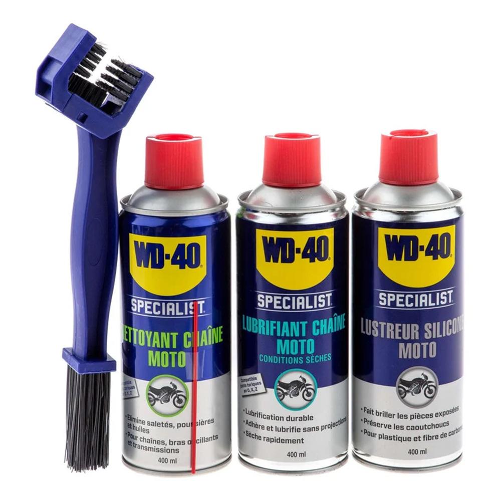 Wd40 - KIT SPRAY TRIPACK WD40 + BROSSE SPECIALE CHAINE - LE PRATIQUE DU MOTARD