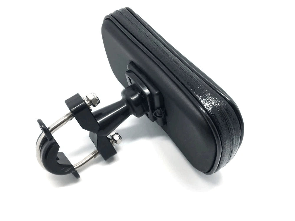 Support téléphone vélo et moto étanche MultiRide, housse zippée sur fixation guidon à collier