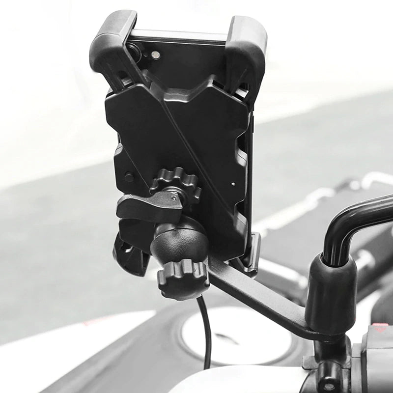 Support téléphone moto installé sur le rétroviseur, fixation orientable à rotation 360° pour le GPS