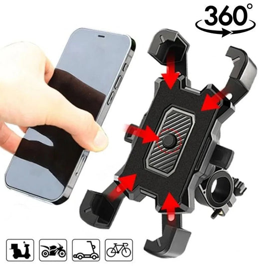 Fixation à griffes du support smartphone moto, verrouillage 360° et insertion du téléphone