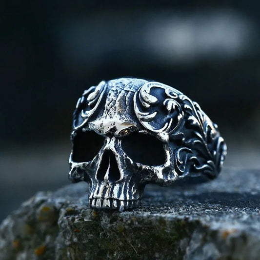 Bague Crâne Homme – Acier Inoxydable - LE PRATIQUE DU MOTARD