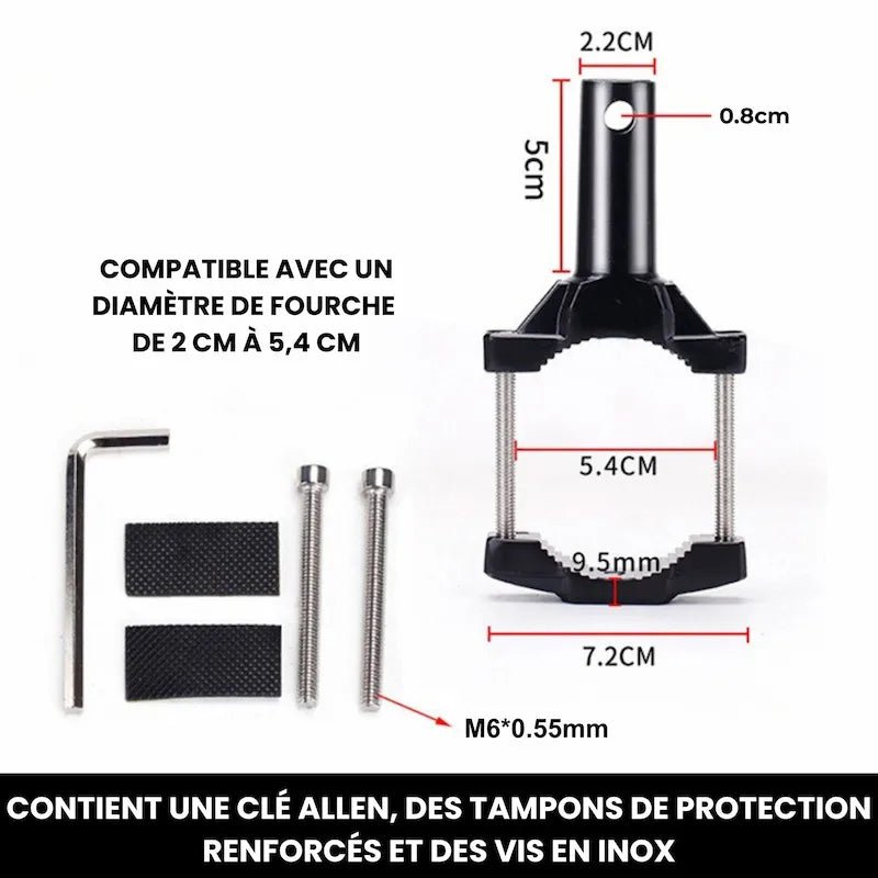 Support de fourche feux additionnels moto - LE PRATIQUE DU MOTARD