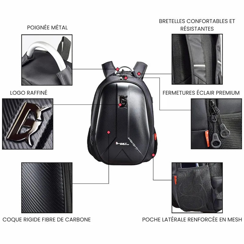 Sac a dos moto carbone - XGP - LE PRATIQUE DU MOTARD