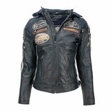 Blouson cuir moto femme style vintage | LEGENDARY 58™ Bleu Navy