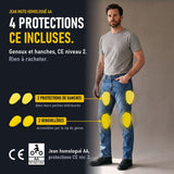 Jean Moto Homme Homologué AA — Coques Genoux et Hanches Incluses | ASFALT™
