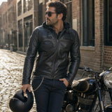 Blouson moto Cuir Homme : CAFE RACER VINTAGE BLACK EDITION en situation