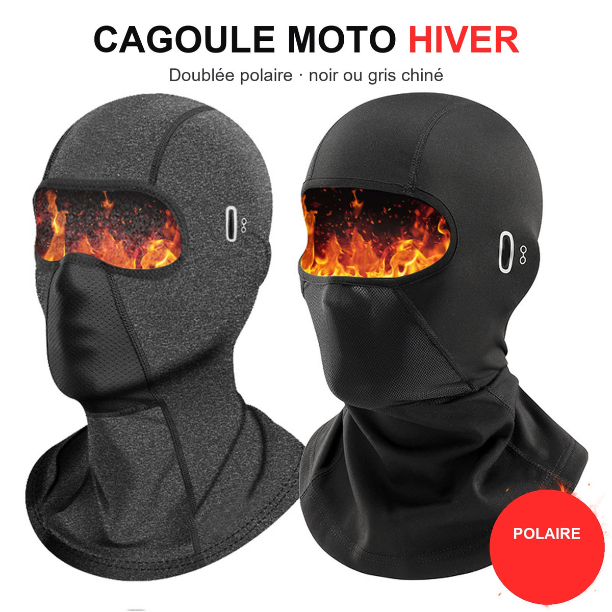 Cagoule Moto Hiver Polaire Anti-Buée – Compatible Lunettes — Deux coloris