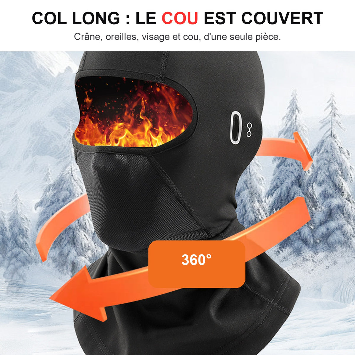 Cagoule Moto Hiver Polaire Anti-Buée – Compatible Lunettes — Col long