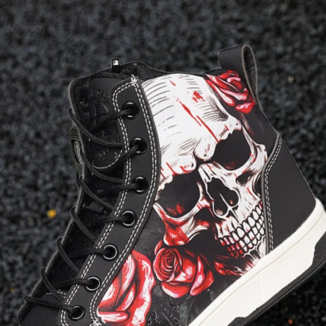 Basket Moto Skull & Roses Montante | URBANDARK™ - LE PRATIQUE DU MOTARD
