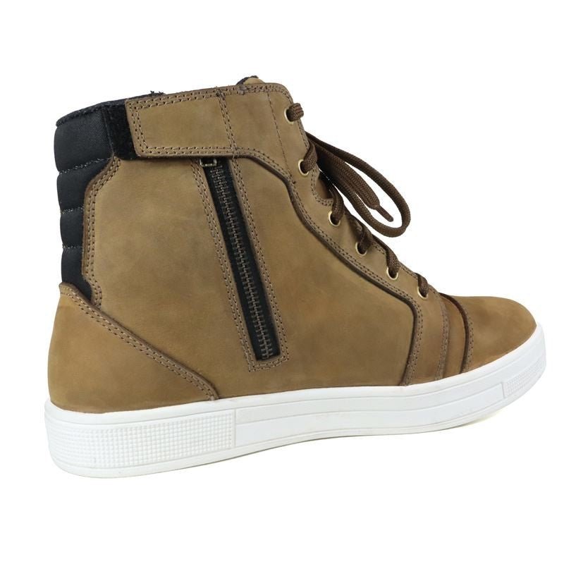 Basket Moto Homme Harisson Branco Marron Semelle Blanche — Waterproof Cuir CE - LE PRATIQUE DU MOTARD