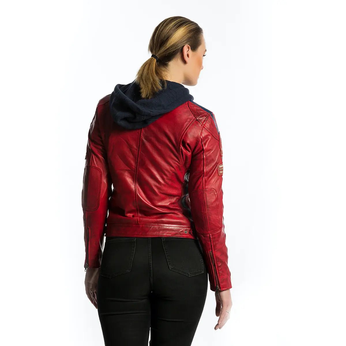 Blouson cuir moto femme style vintage | LEGENDARY 58™ Rouge - LE PRATIQUE DU MOTARD