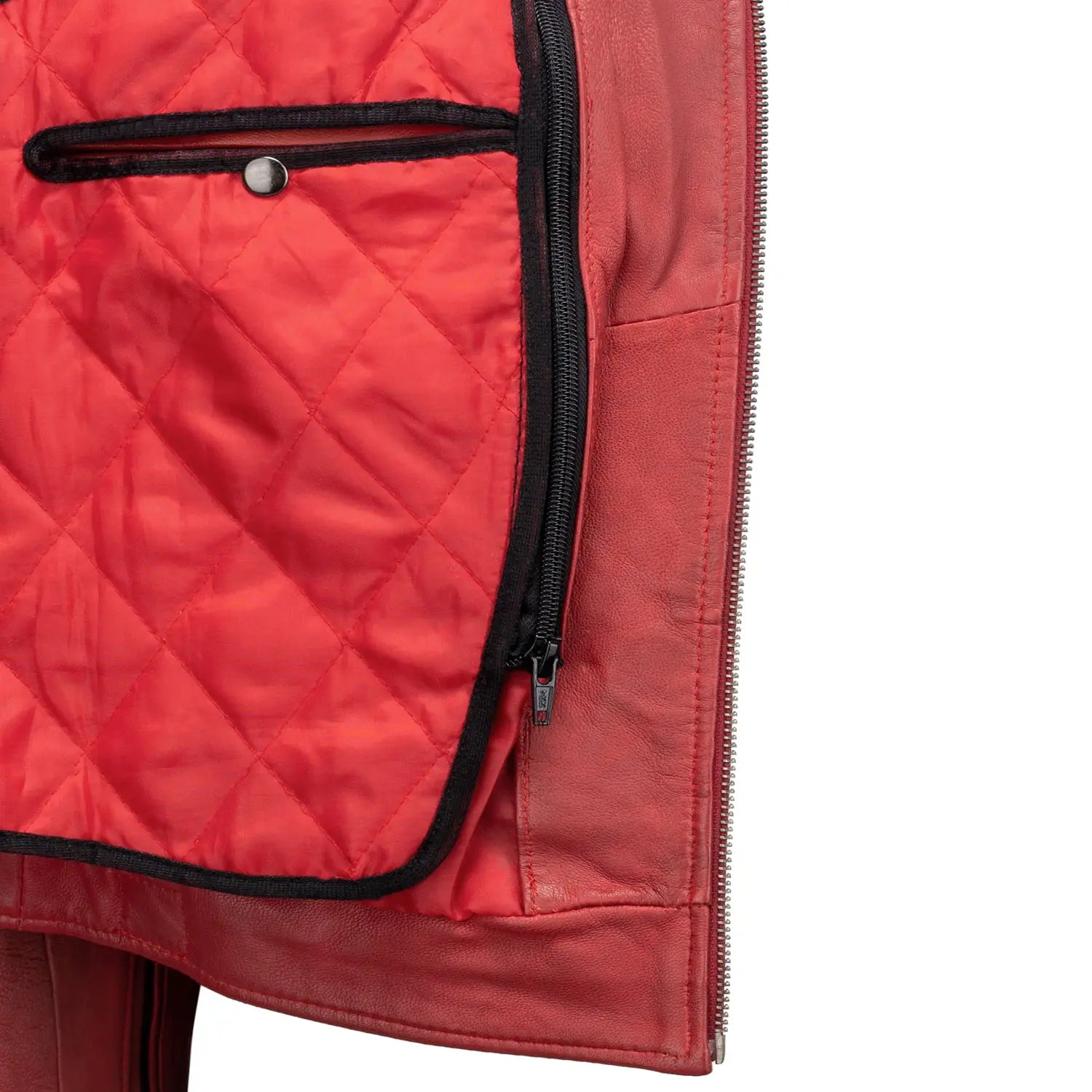 Blouson cuir moto femme style vintage | LEGENDARY 58™ Rouge - LE PRATIQUE DU MOTARD