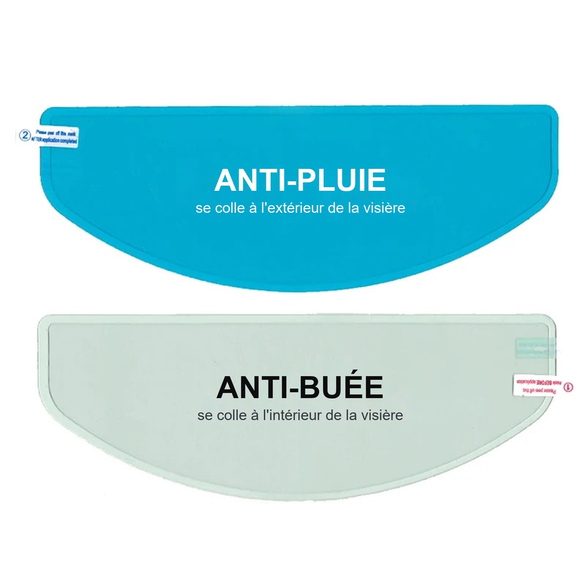 Film Anti-Buée Casque Moto & Anti-Pluie Visière – Universel — Le pack 2 films
