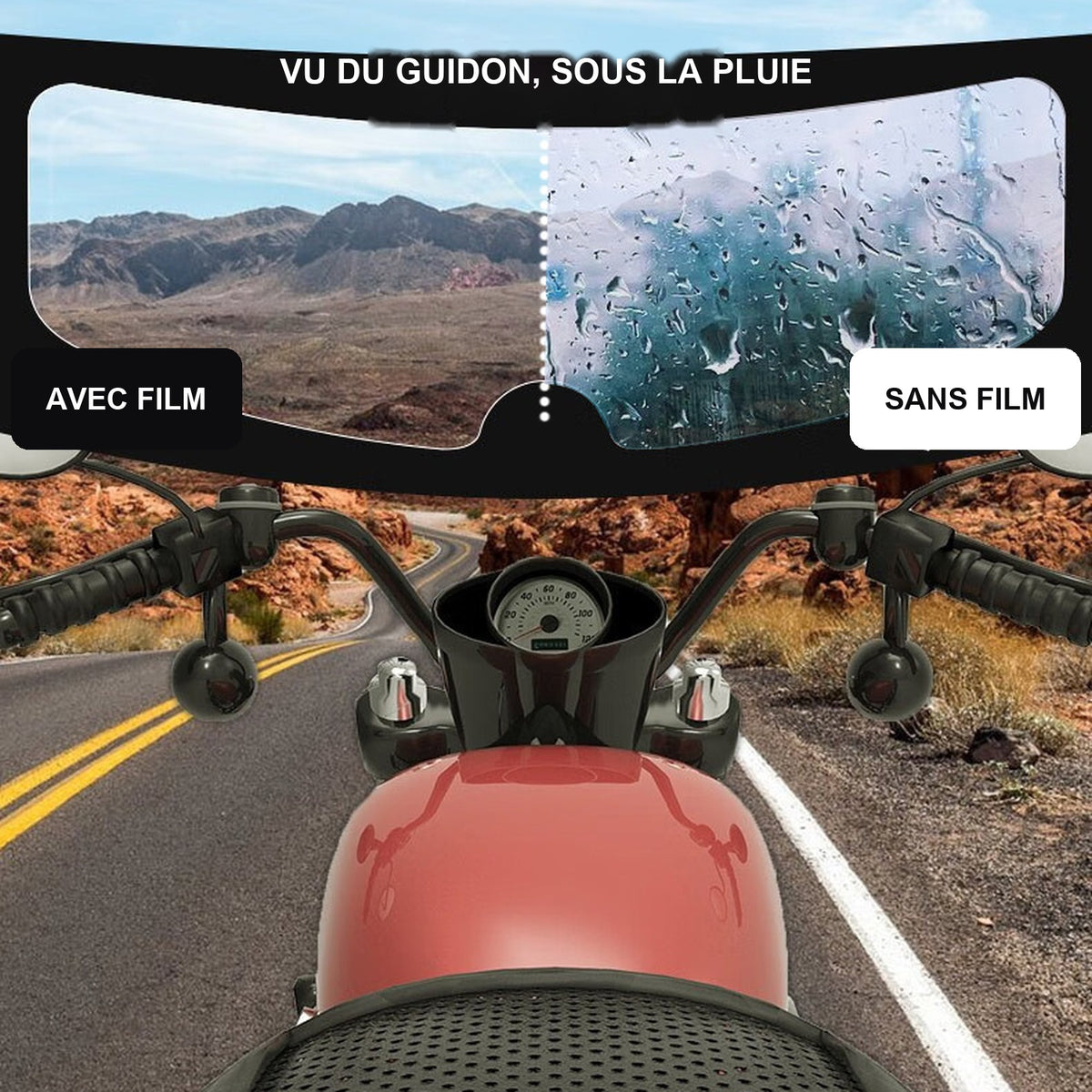 Film Anti-Buée Casque Moto & Anti-Pluie Visière – Universel — Vu du guidon