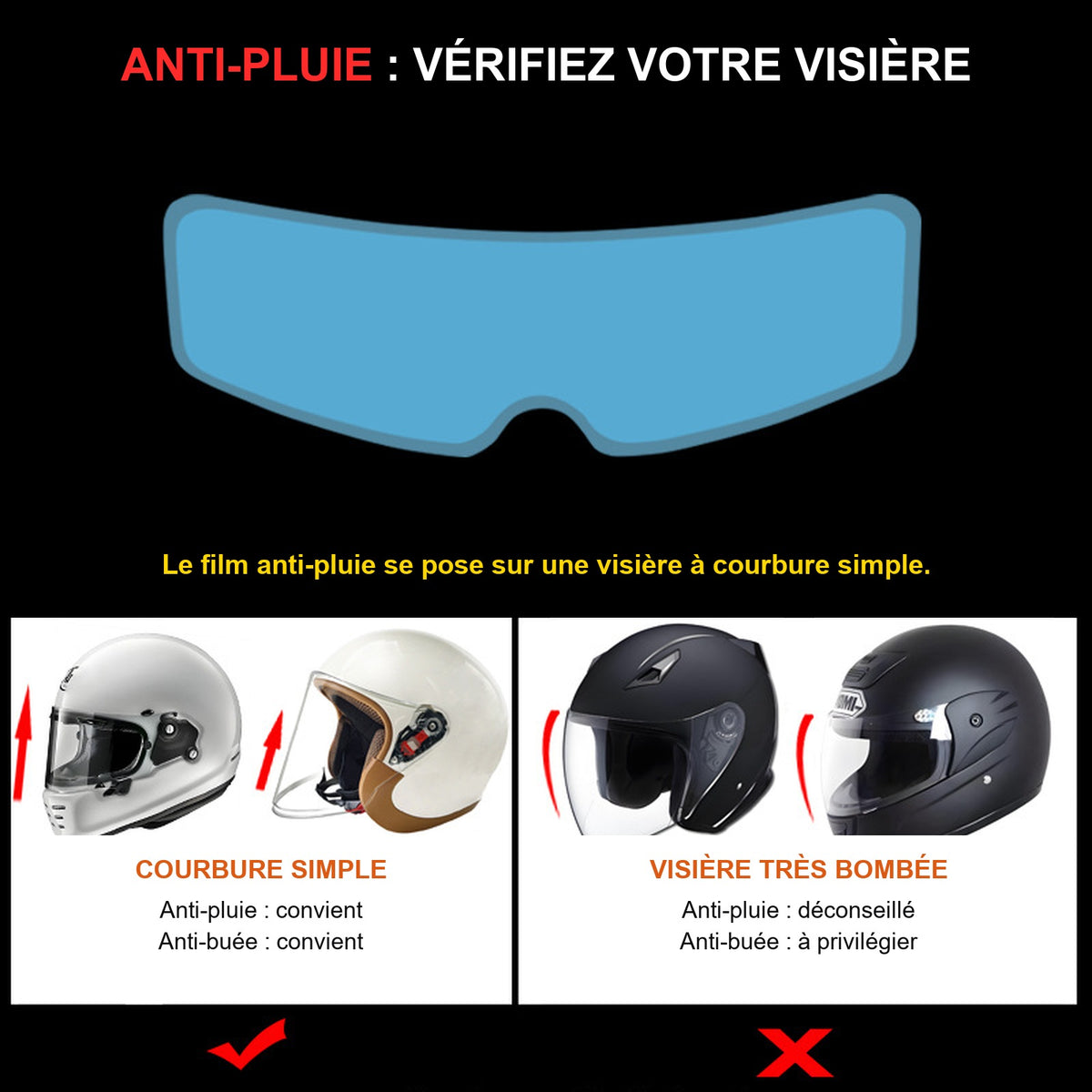 Mesurez votre visière
avant de commander.