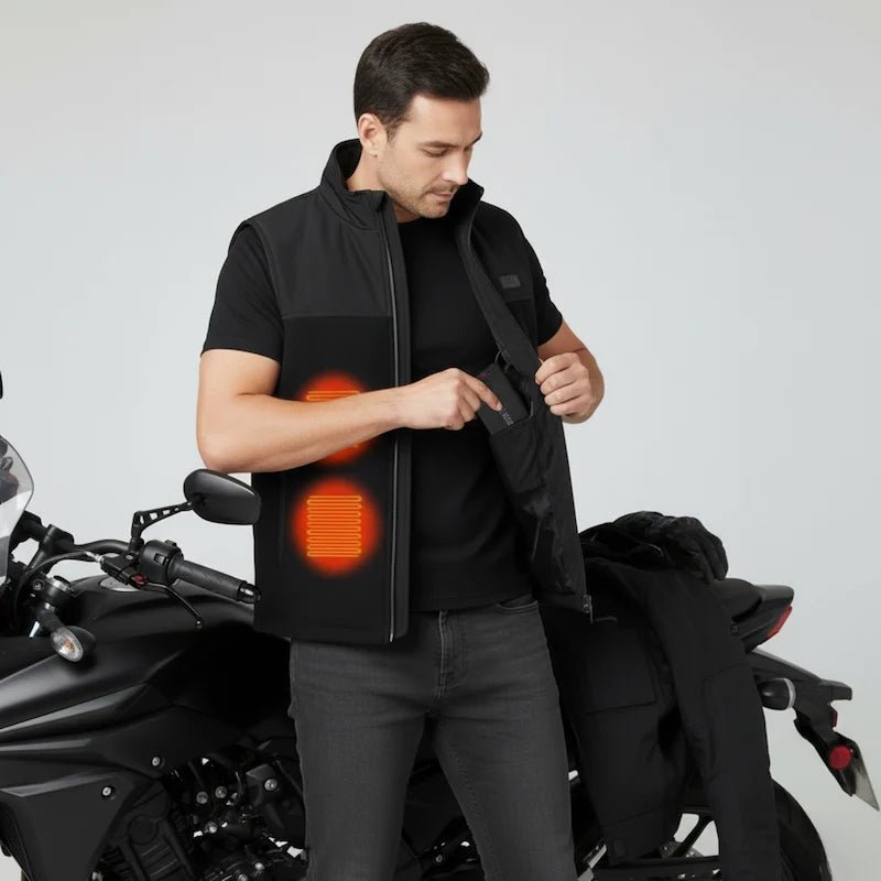 Gilet chauffant moto | VOLCAN.IO™ - LE PRATIQUE DU MOTARD