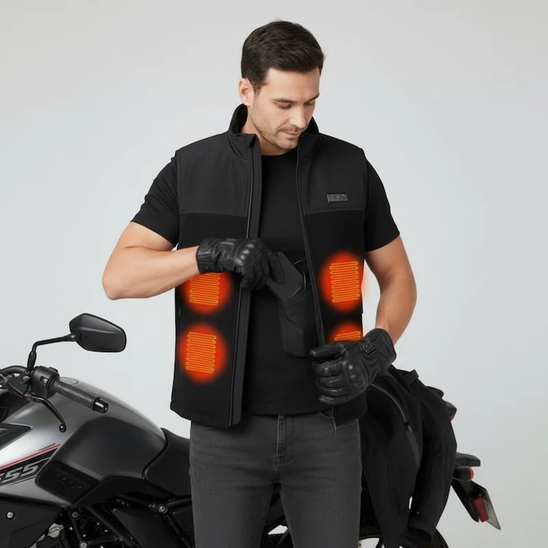 Gilet chauffant moto | VOLCAN.IO™ - LE PRATIQUE DU MOTARD