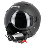 Casque jet aviateur S779 LEOV Noir Mat – Visière longue offerte