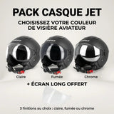 Casque jet aviateur S779 LEOV Noir Mat – Visière longue offerte